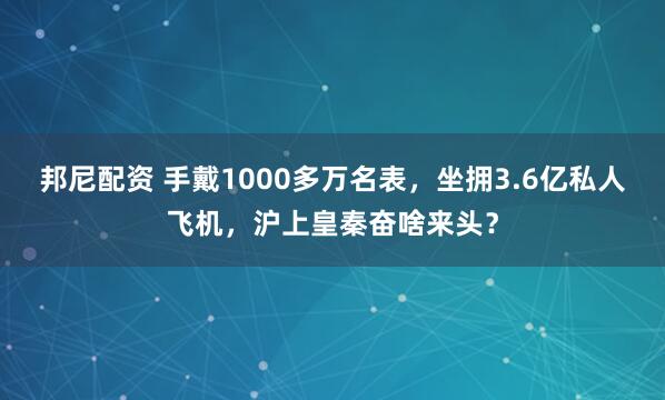 邦尼配资 手戴1000多万名表，坐拥3.6亿私人飞机，沪上皇秦奋啥来头？